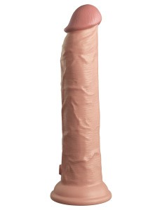 Телесный вибратор-реалистик на присоске 9’’ Vibrating Silicone Dual Density Cock - 24,8 см.