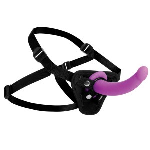 Лиловый поясной страпон Navigator Silicone G-Spot Dildo with Harness - 17,8 см.